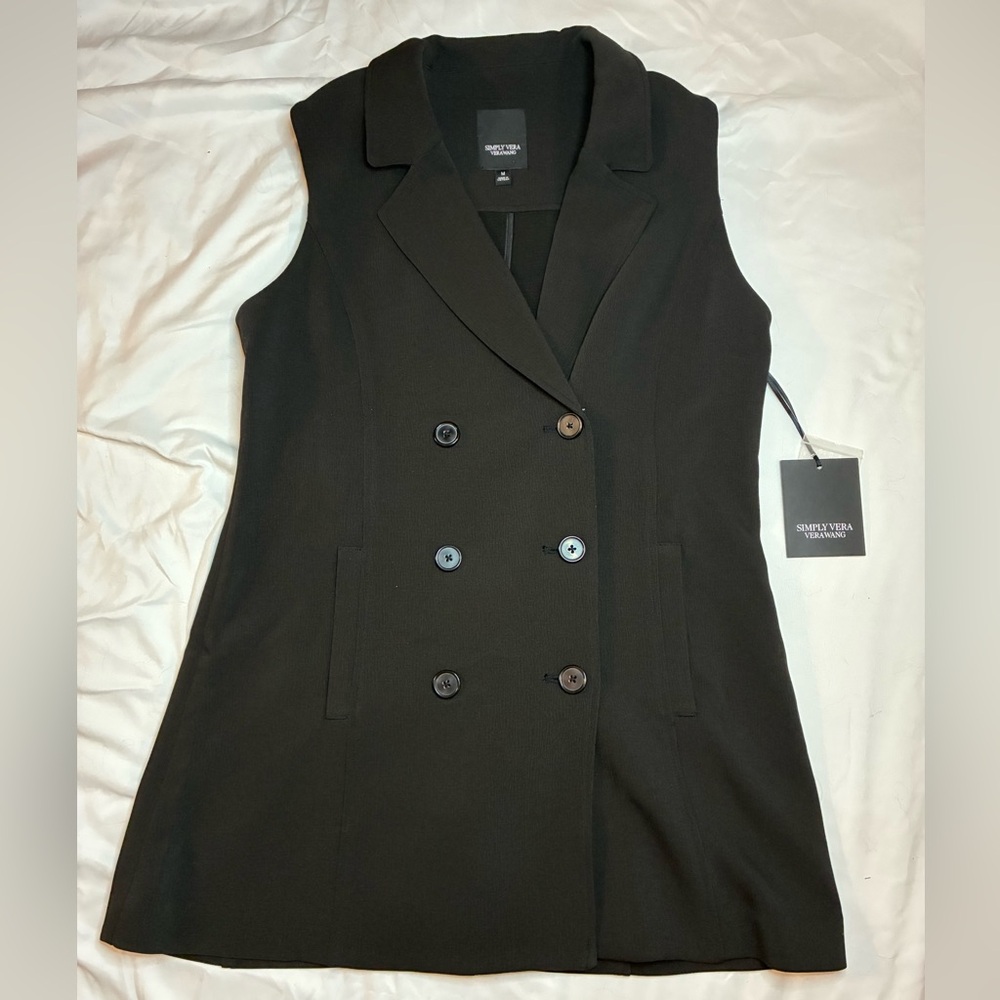 Simply Vera Vera Wang NWT Women’s Black Double Breasted Dress Size Medium - Picture 2 of 8